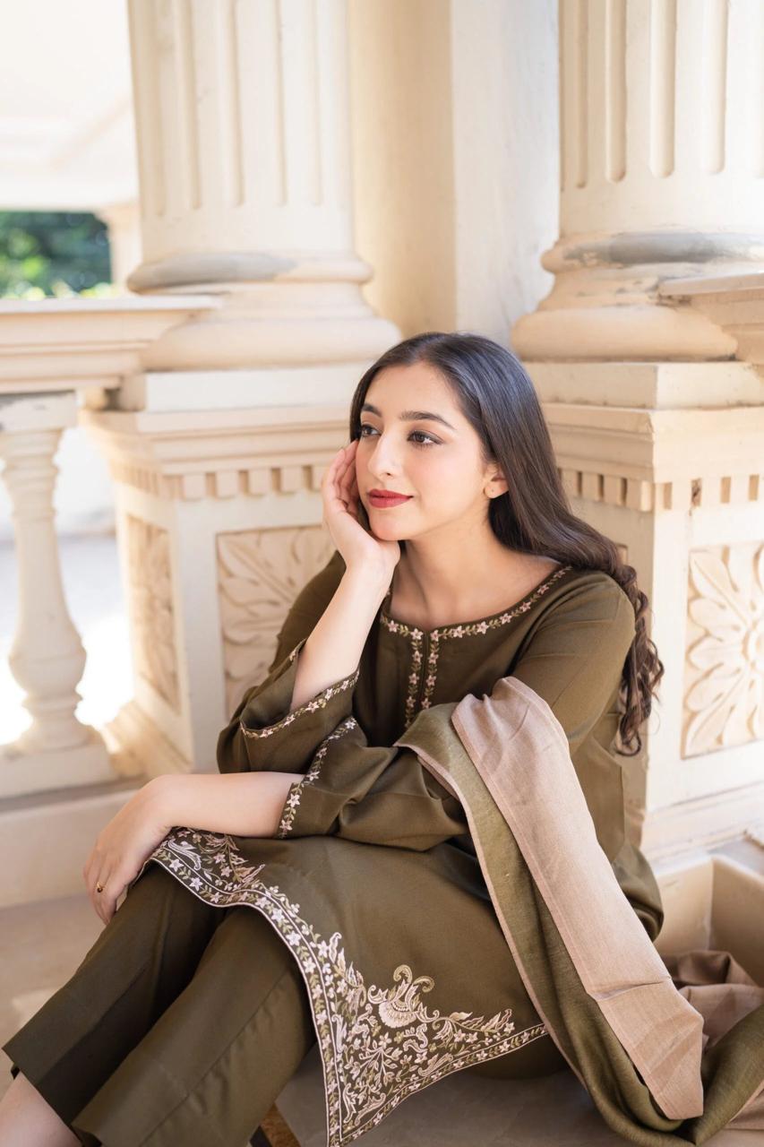 AISLING 3PC Dhanak Embroidered Set