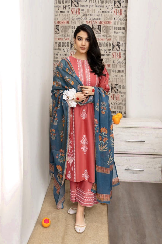 URGE Dhanak  3PC Embroidered Lawn