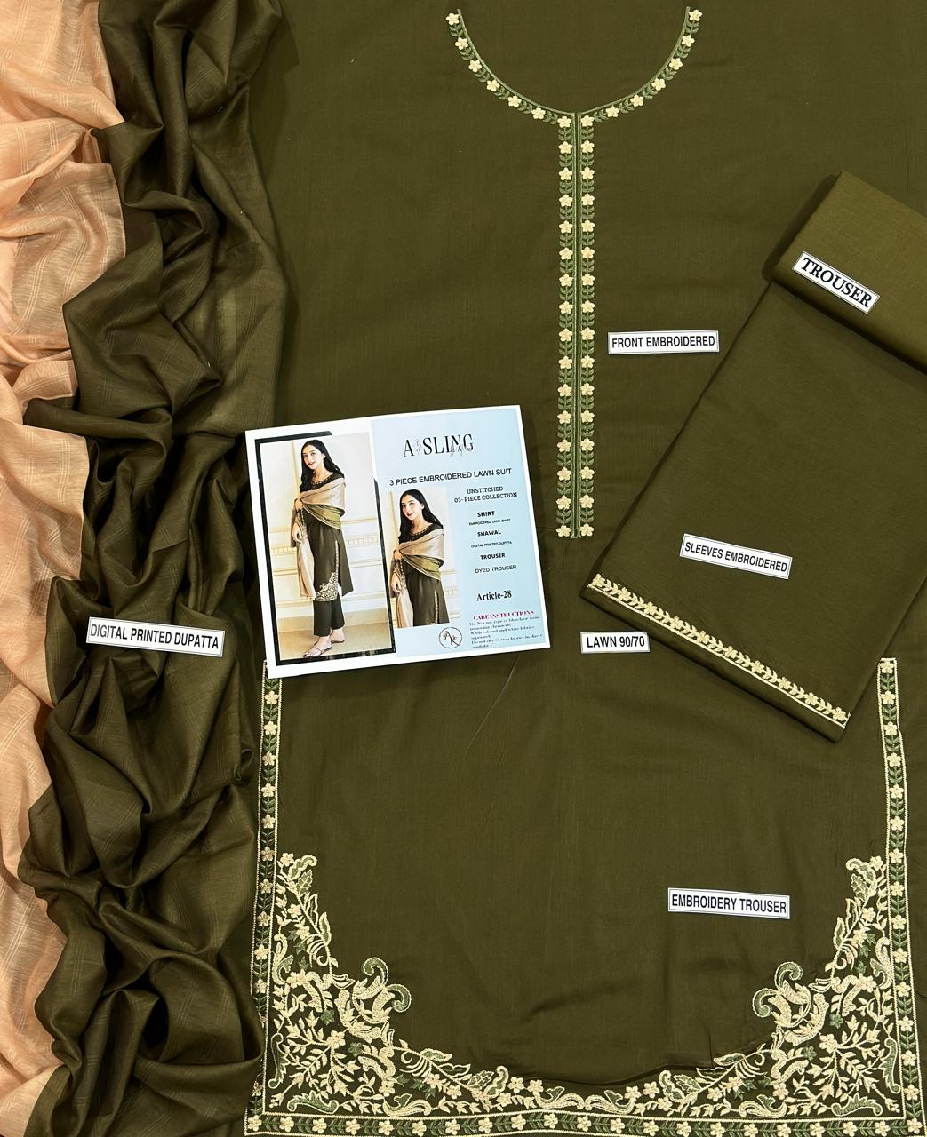 URE LAWN 3PC EMBROIDERED