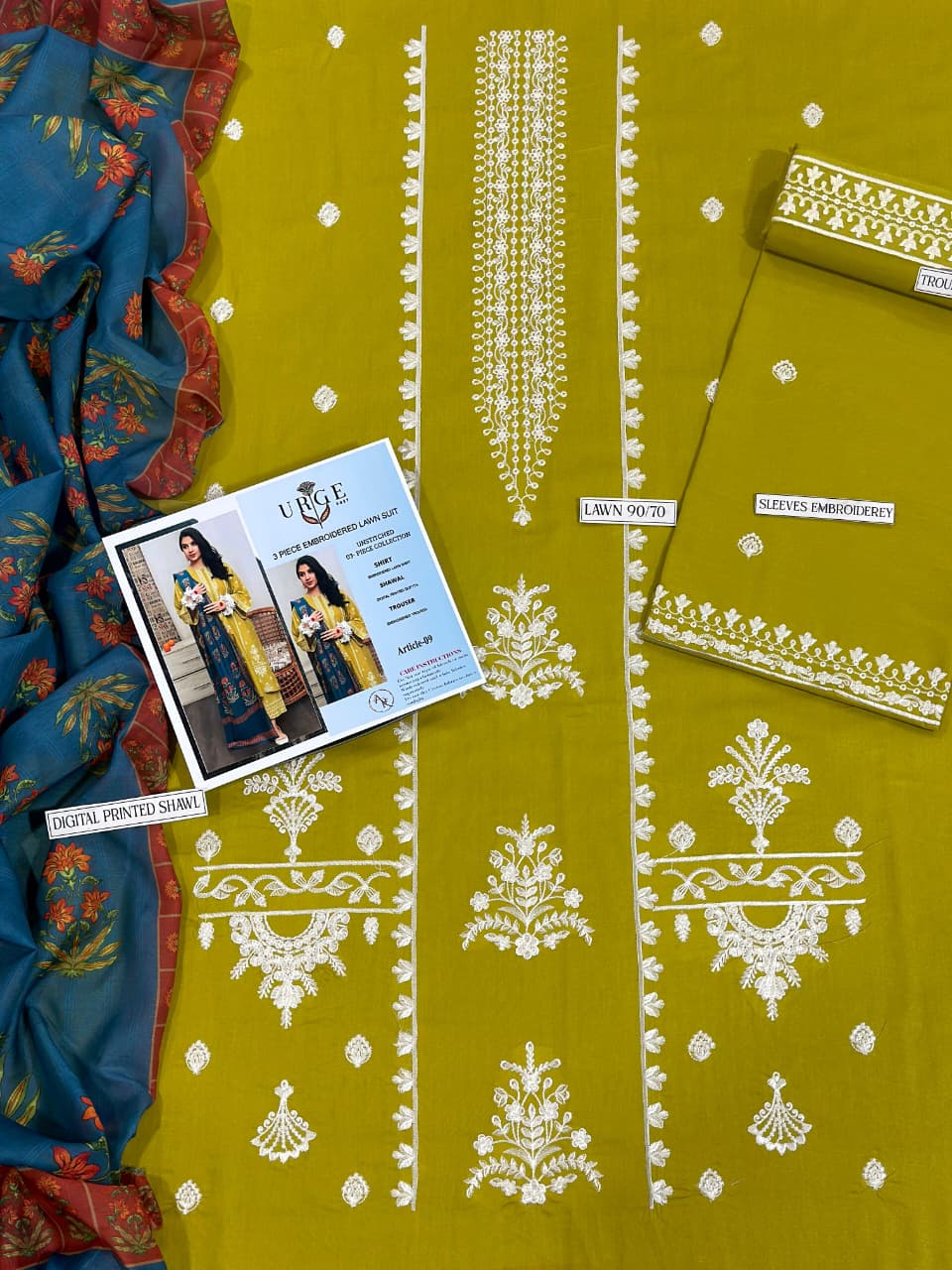 URE LAWN 3PC EMBROIDERED