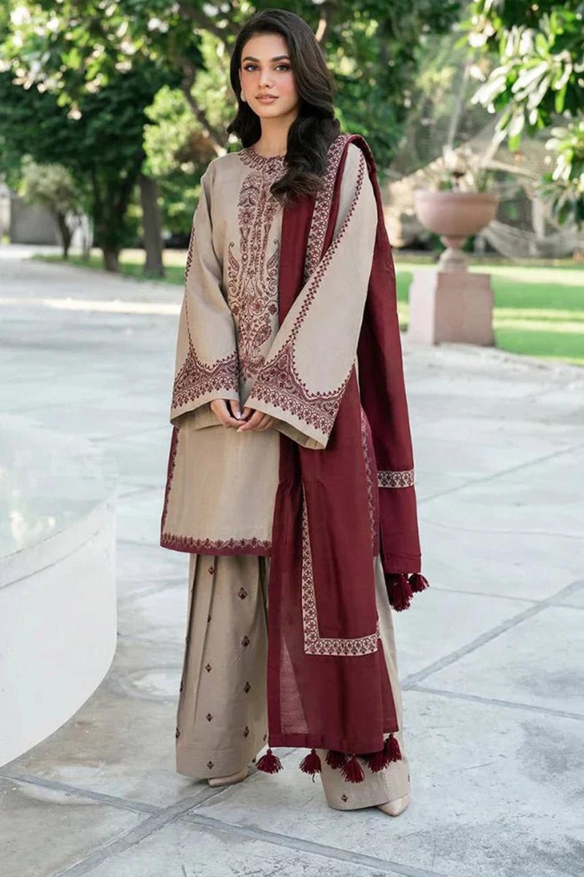 Baroque 3PC Lawn Embroidered Suit