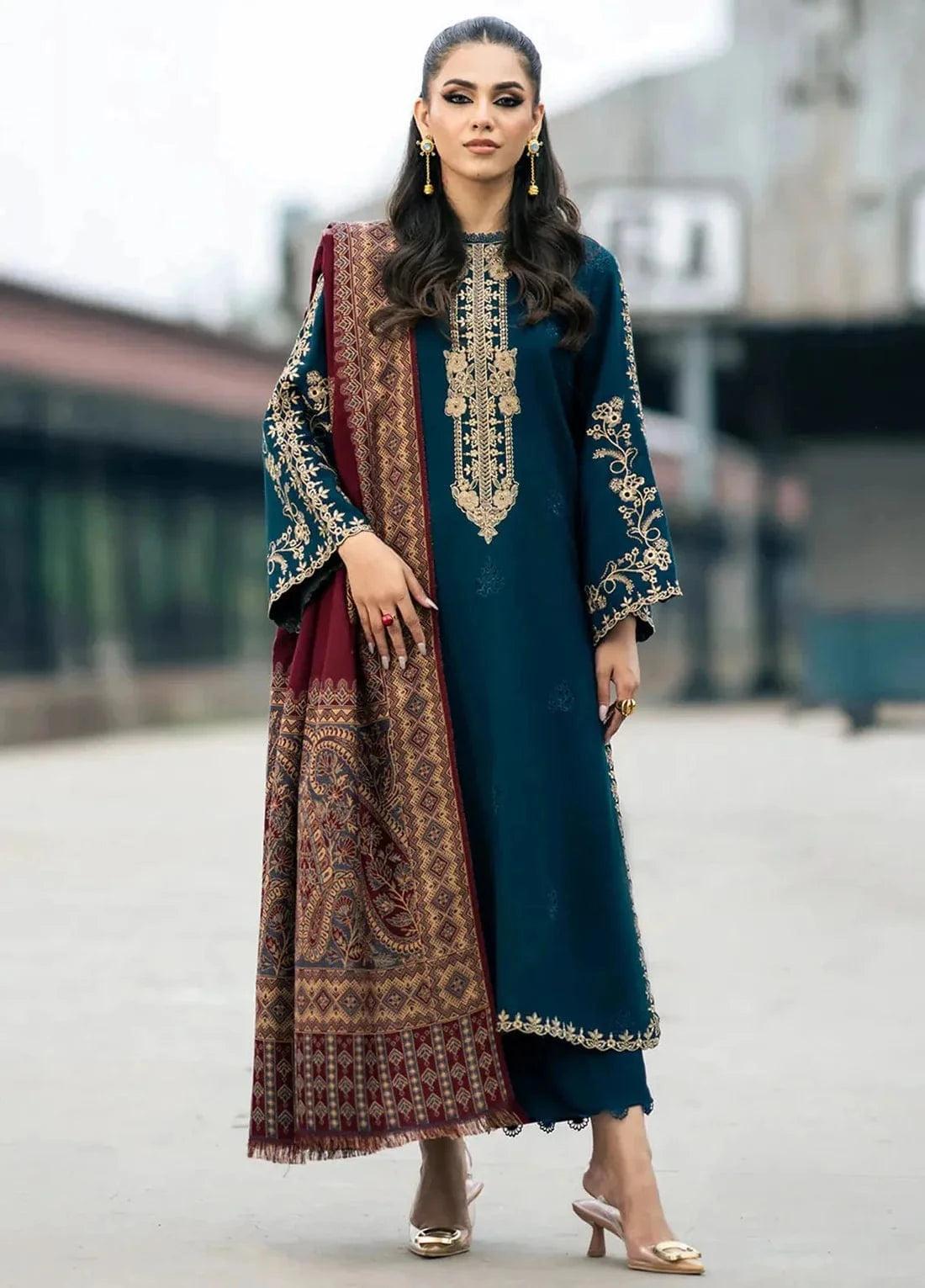 Izel Embroidered Dhanak 3PC Set