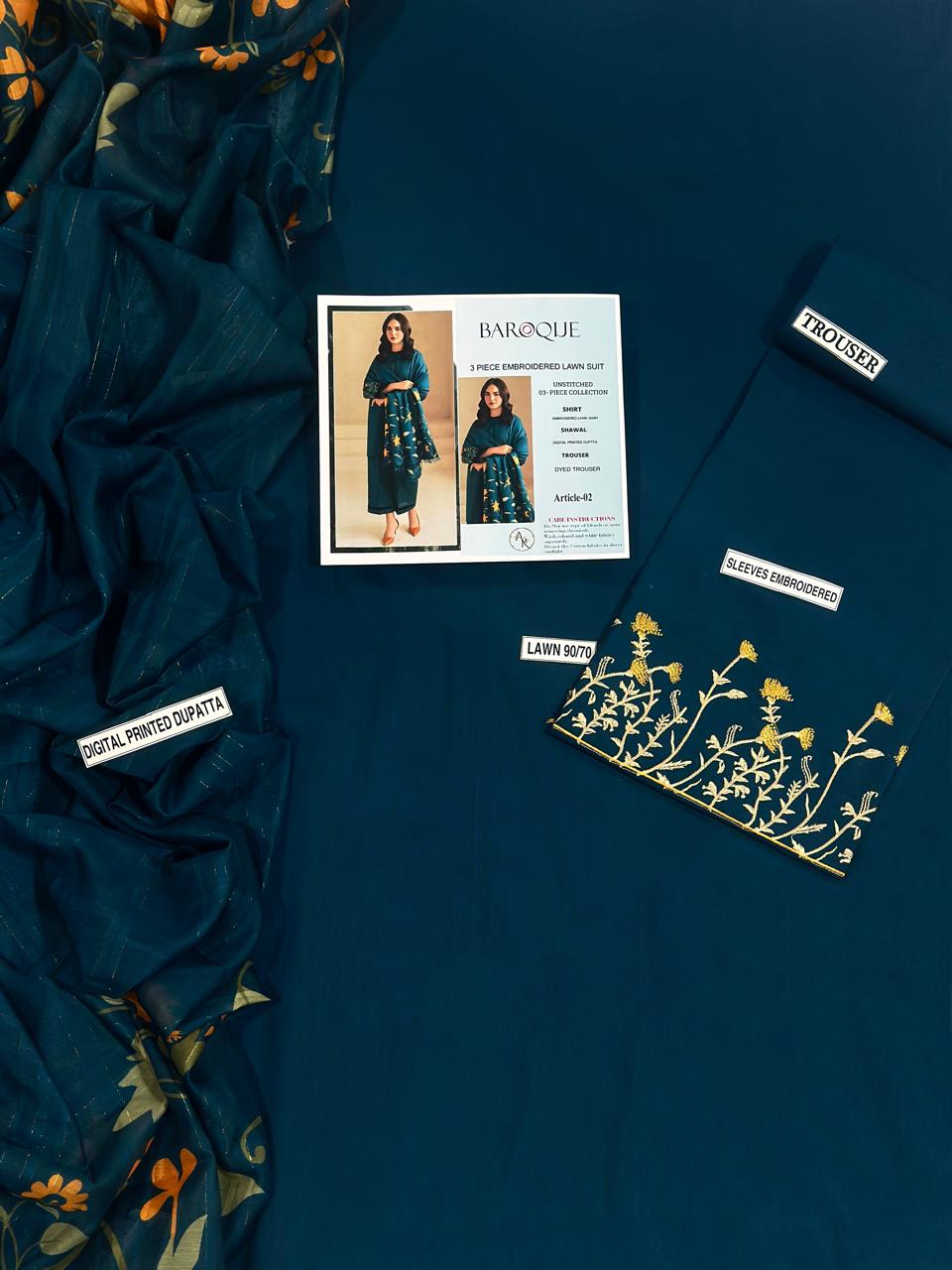 URE LAWN 3PC EMBROIDERED