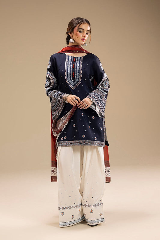 SR-RR610 Unstitched Heavy Embroidered Lawn Suit With Digital Printed Monar Dupatta