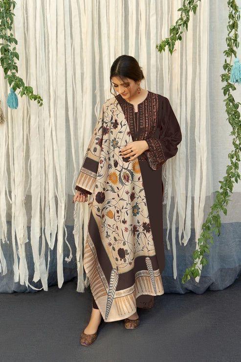 URGE 3PC Heavy Embroidered Dhanak Suit