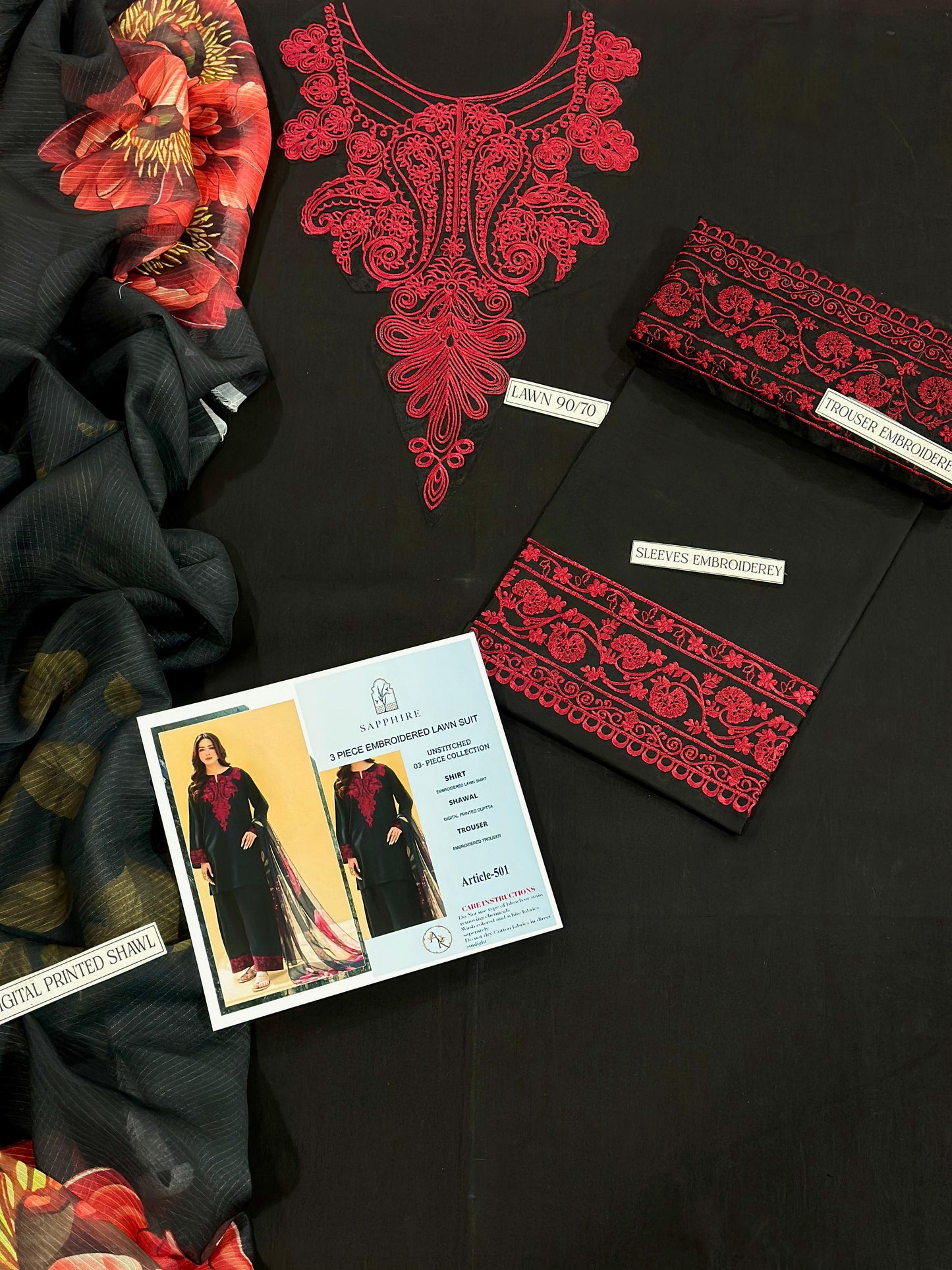 URE LAWN 3PC EMBROIDERED